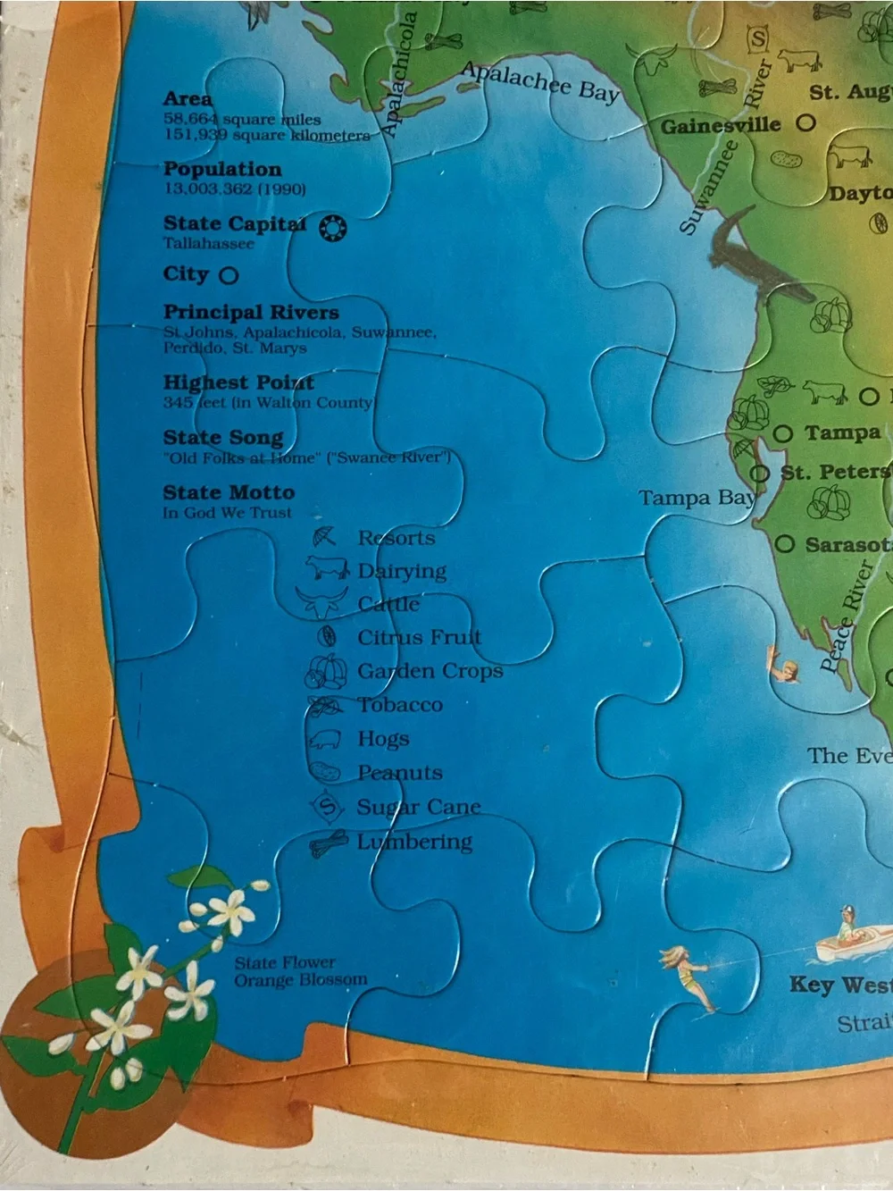 Vintage 90’s Deadstock Florida Map Puzzle